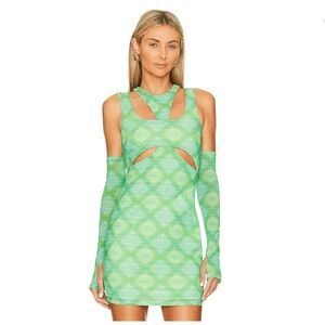 Camila Coelho Christine Mini Dress Multi Dot Size S in Green Multi